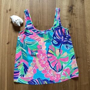 Lilly Pulitzer Cosmos Silk Tank Top Exotic Garden